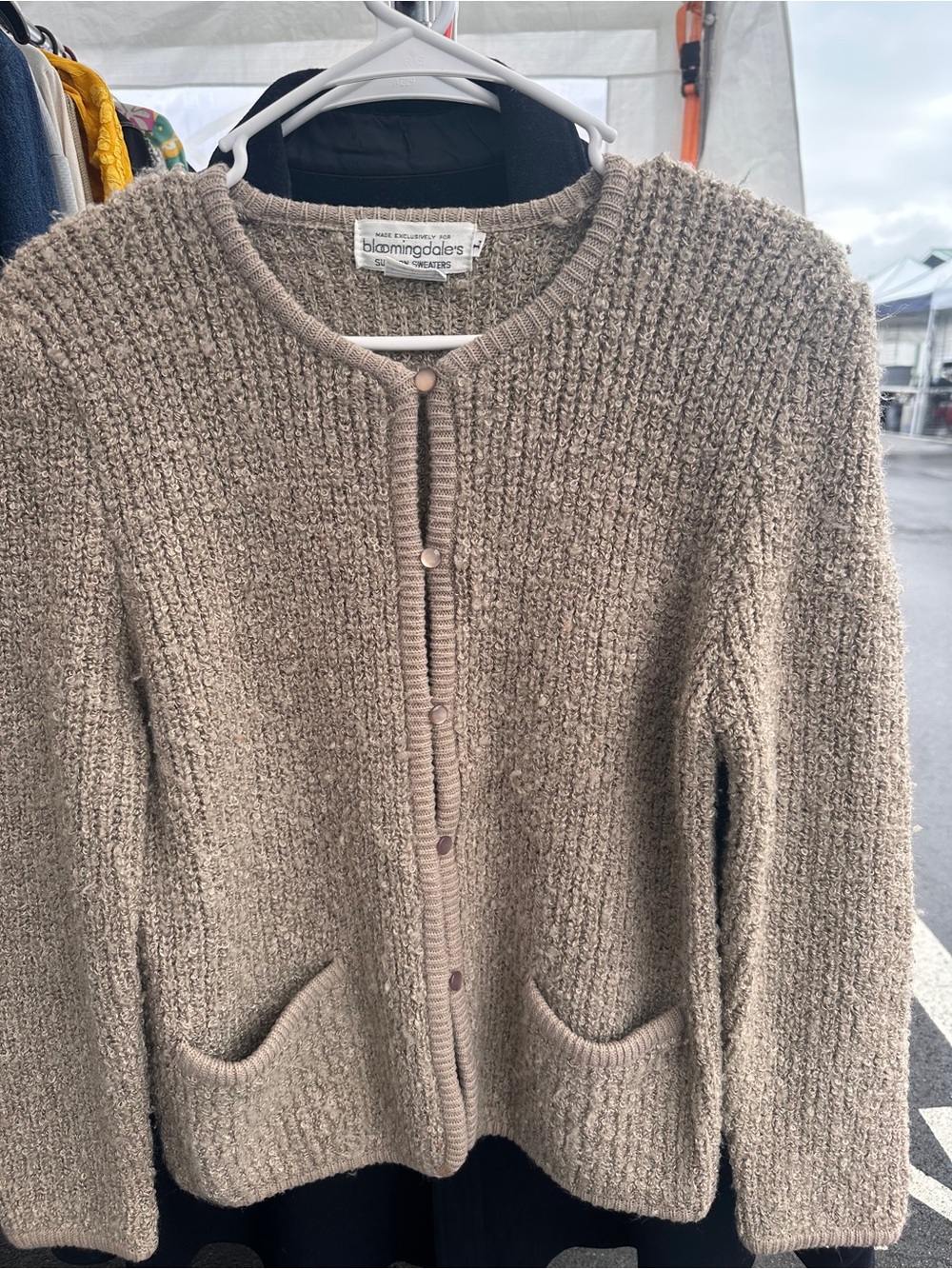 Bloomingdale's Taupe Chunky Knit Button-Front Cardigan